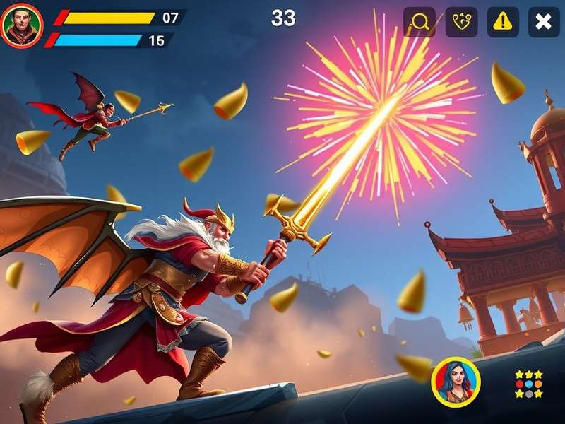 Mistral Might Hero gameplay screenshot showing hero fighting monsters